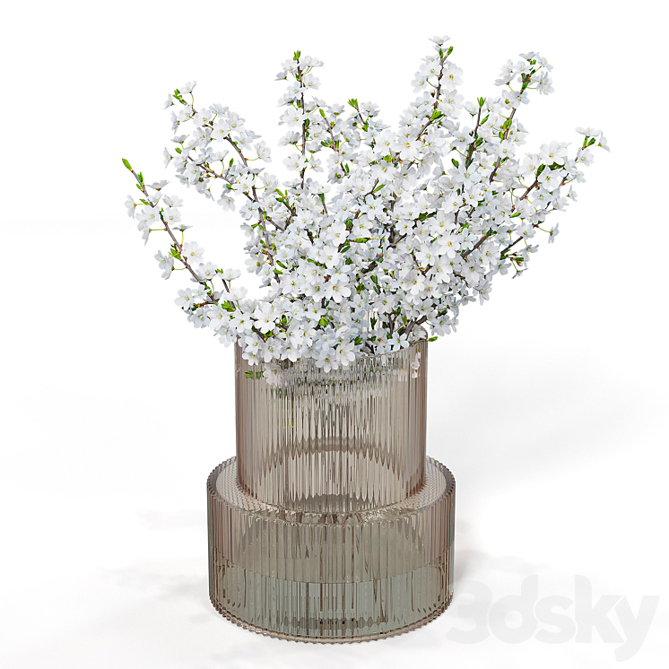 Bouquet of plum blossoms in a vase H&M 3D Model