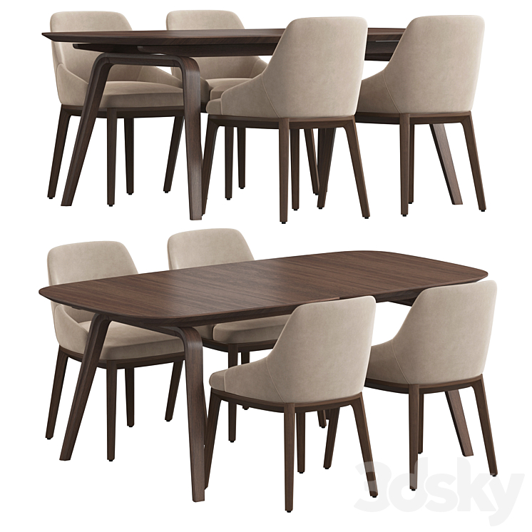 Bo Concept Hauge table Dining set 3D Model
