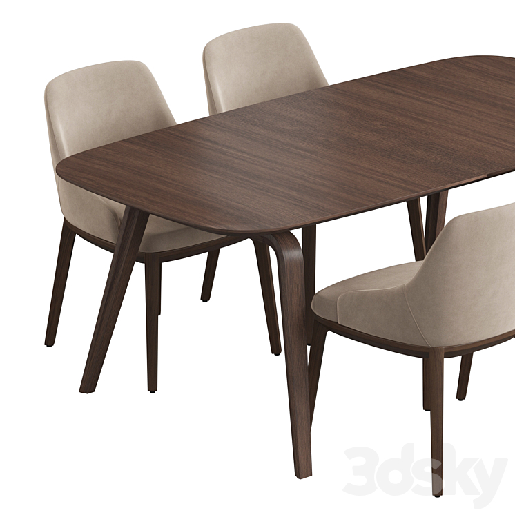 Bo Concept Hauge table Dining set 3DS Max Model - thumbnail 2