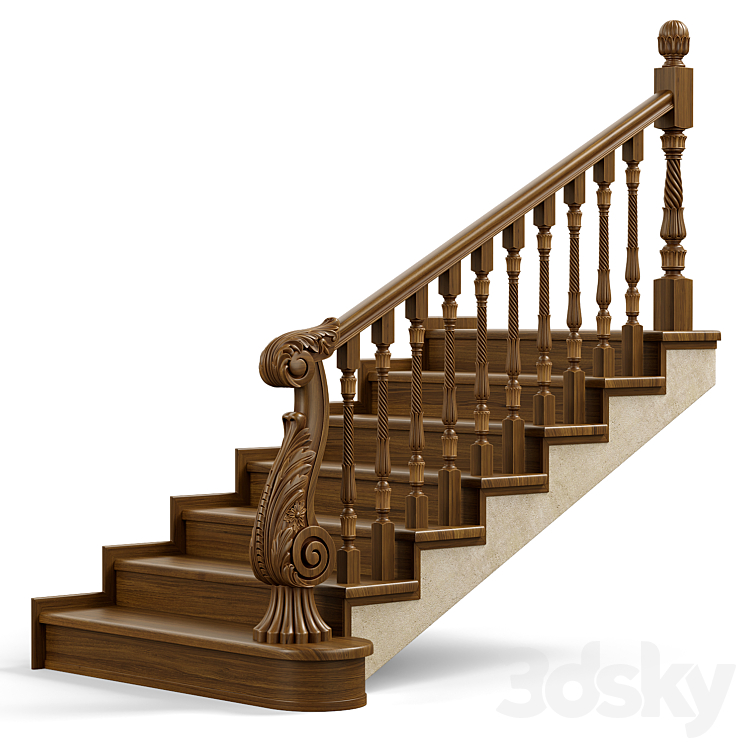 Wooden stairs 004 3D Model