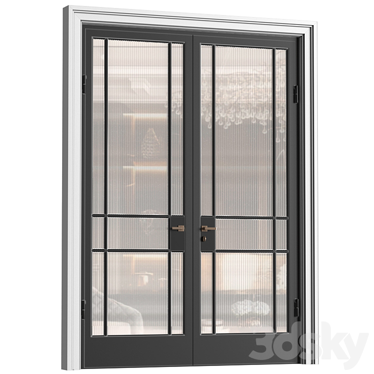 Interior Doors in Art Deco style with corrugated glass. Entrance Art Deco Interior Modern Doors 3D Model