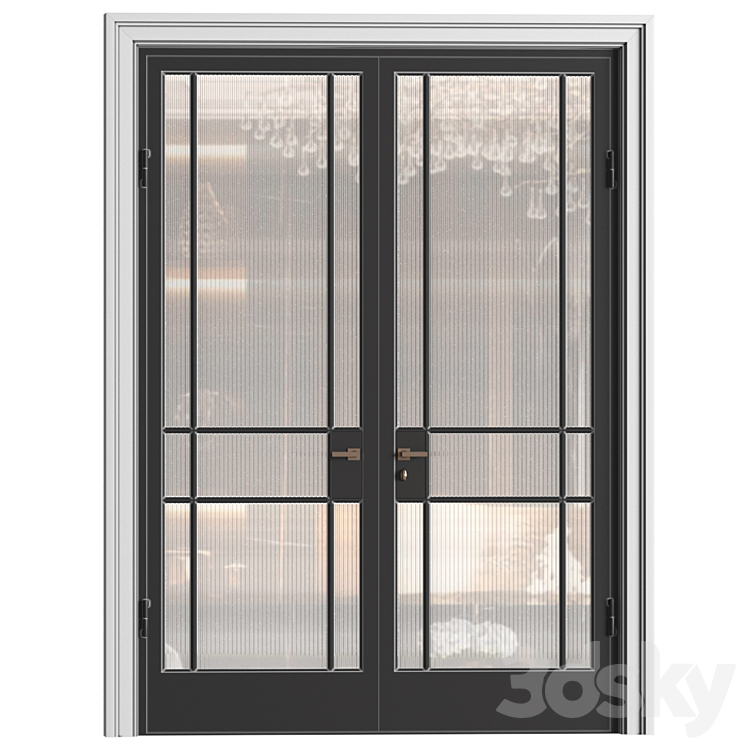 Interior Doors in Art Deco style with corrugated glass. Entrance Art Deco Interior Modern Doors 3DS Max - thumbnail 2