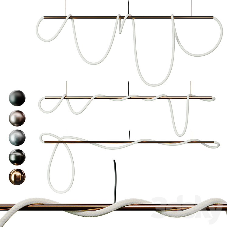 3Luke Lamp Pendant light _Tracer Bar 2(8 ft) | 3lights || 5mat | 3D Model