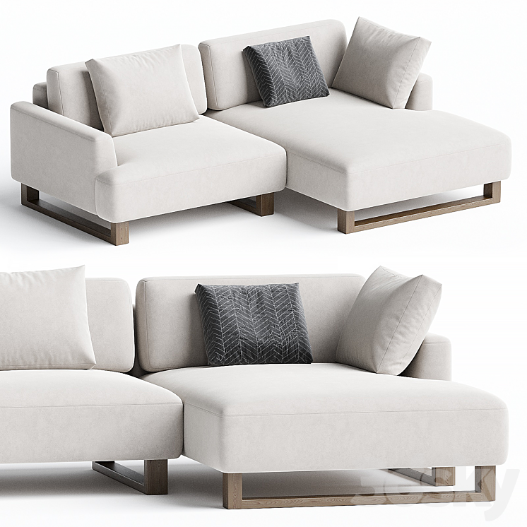 Onte Corner sofa Bucle White 3D Model