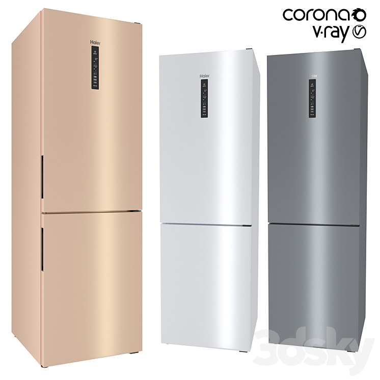 Refrigerator HAIER CEF535ASD in 4 colors - Kitchen appliance - 3D model