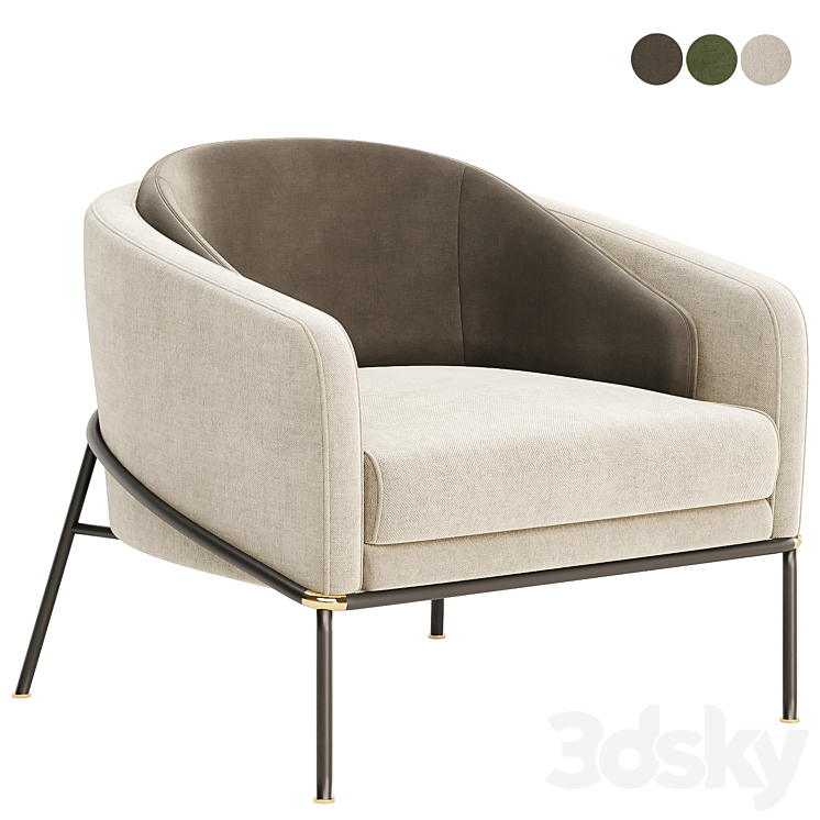 Fil Noir armchair by Minotti 3D Model