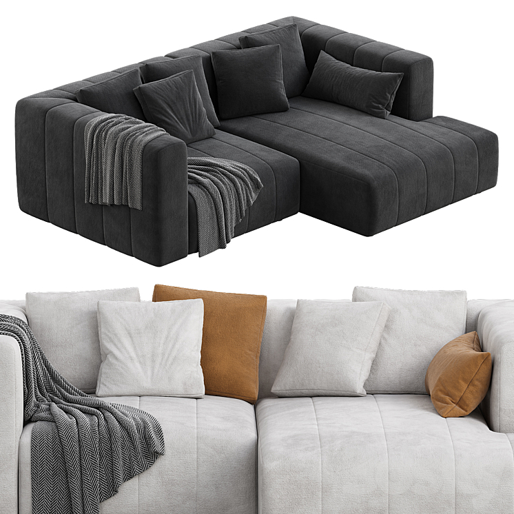 Langham Channeled 2 Piece Sectional Sofa 3DS Max - thumbnail 2