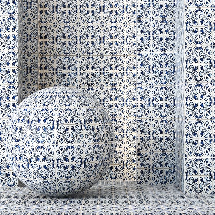 Moroccan Tile Texture 4K – Seamless – 4 Color 3D Model