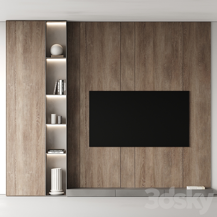 TV Wall set 03 3D Model Free