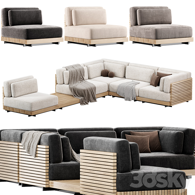 The Caicos Outdoor Sofa by design-milk Modular sofa 3DS Max Model - thumbnail 1