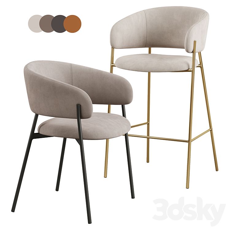 Hug Bar Stool - Chair - 3D model