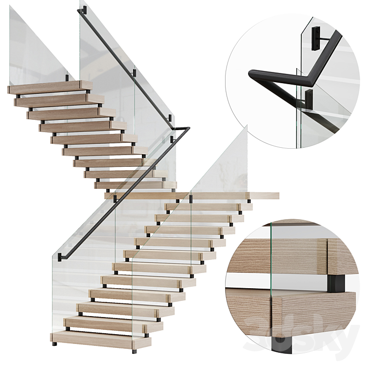 modern stairs 3DS Max Model - thumbnail 1