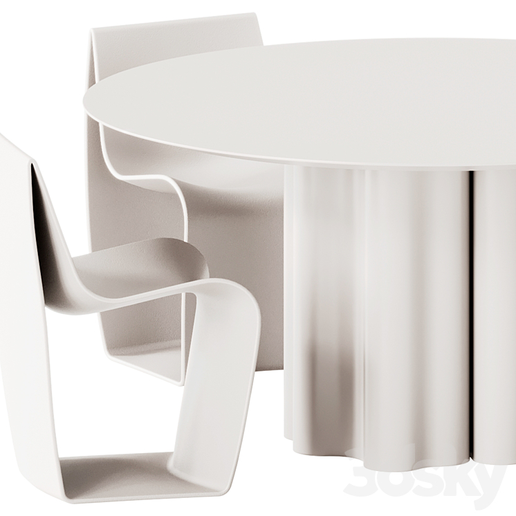 Saba Italia Teatro Magico Round Dining Table and MDF Italia Sign Matt Chair 3DS Max Model - thumbnail 2