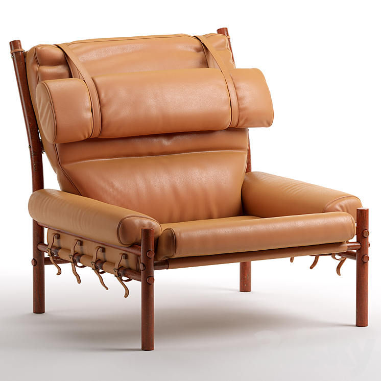 Scandinavian Modern Arne Norell Leather Inca Lounge Chair 3DS Max Model - thumbnail 1