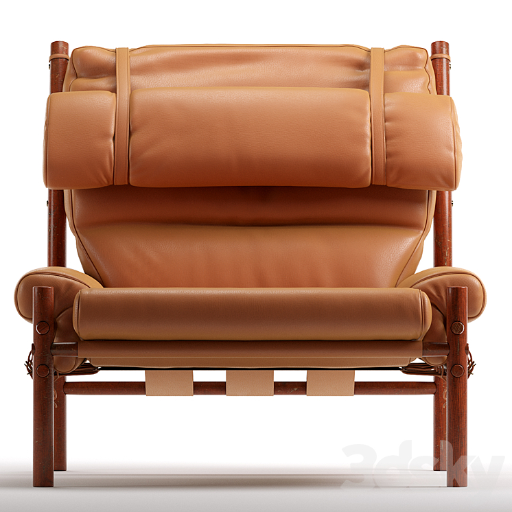 Scandinavian Modern Arne Norell Leather Inca Lounge Chair 3DS Max Model - thumbnail 2