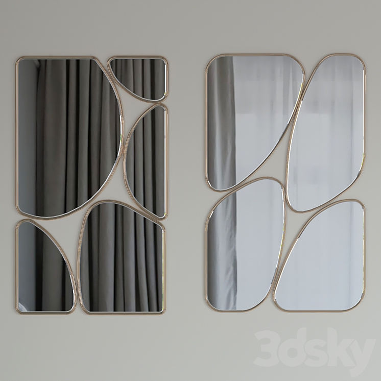 Mirrors quadrant set 02 3D Model Free