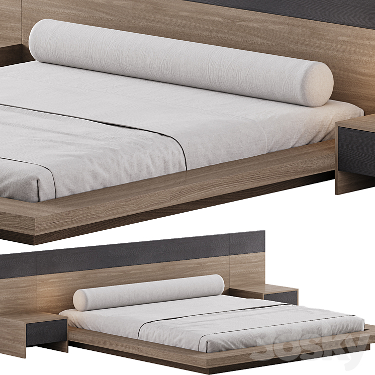 Double bed 04 3DS Max Model - thumbnail 1