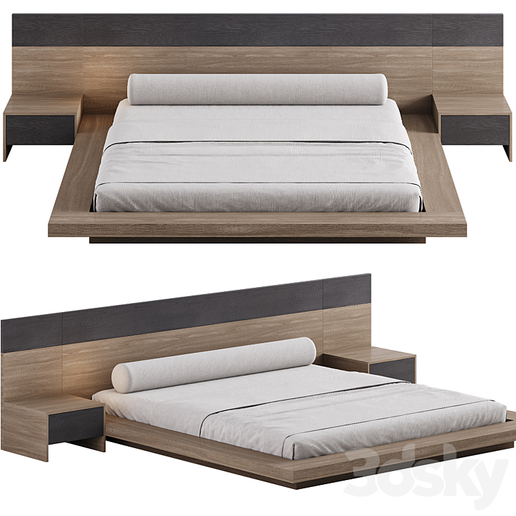 Double bed 04 3DS Max Model - thumbnail 2