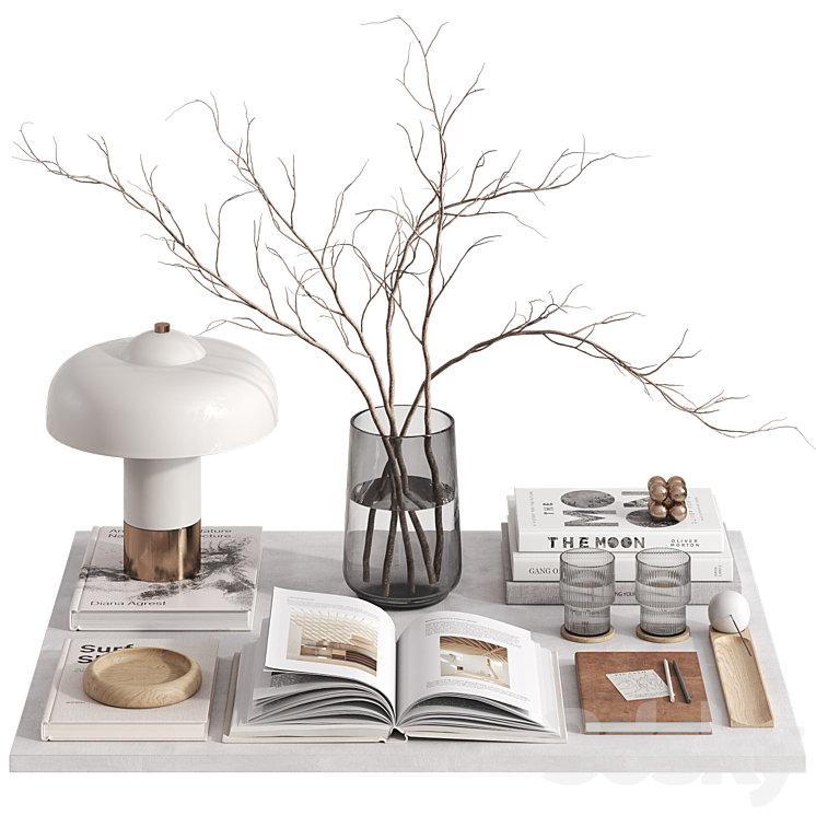 Decorative set with Giovanni Table Lamp 3D Model