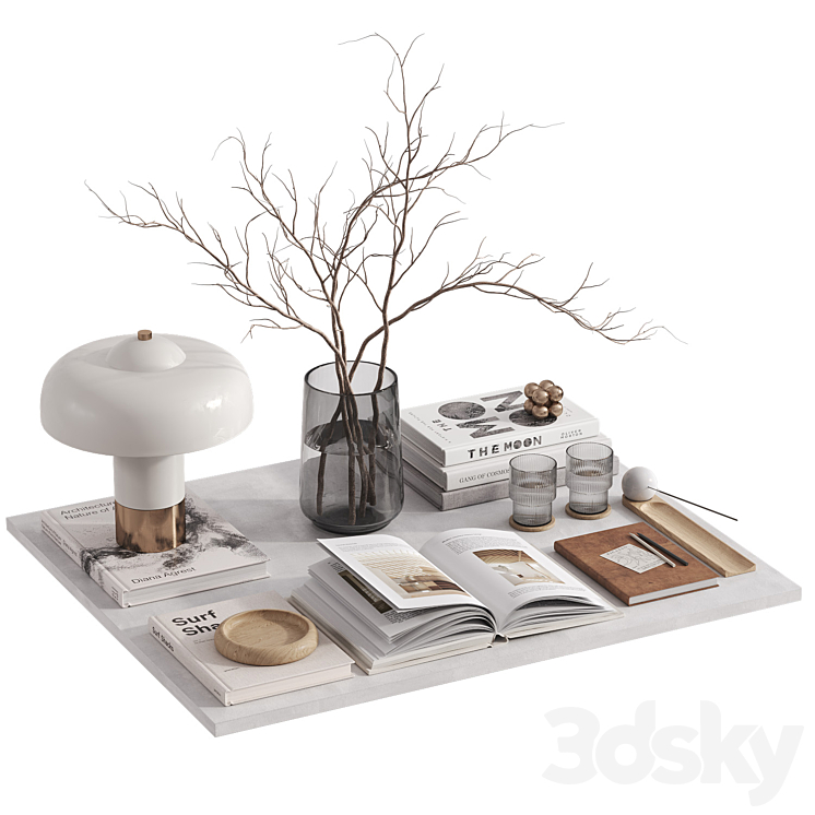 Decorative set with Giovanni Table Lamp 3DS Max Model - thumbnail 2