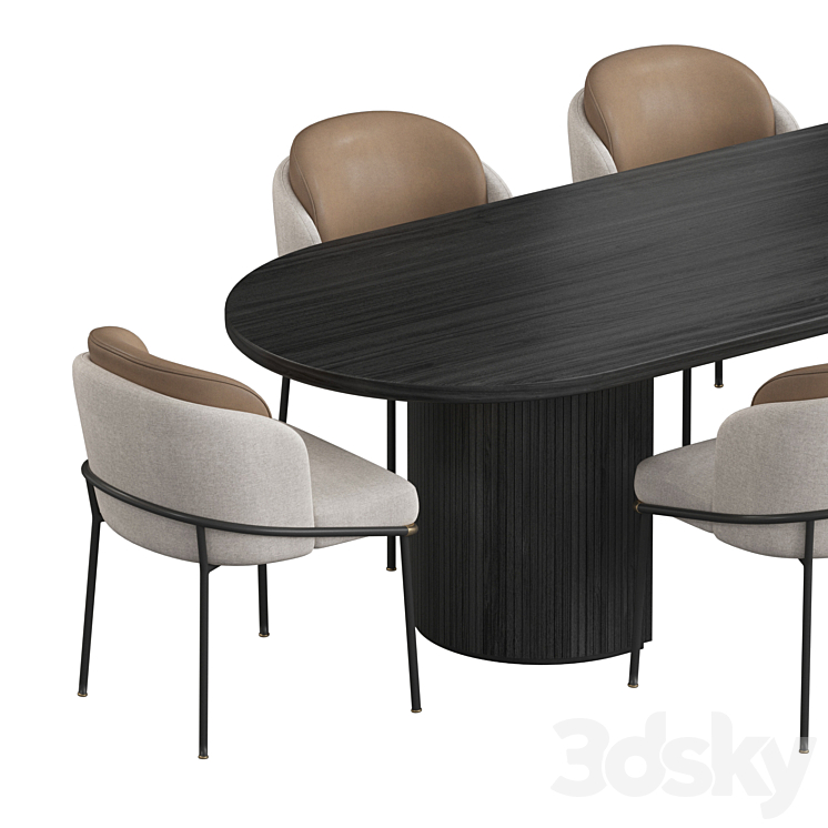Fil Noir Gubi Moon Dining Table 3D Model Free