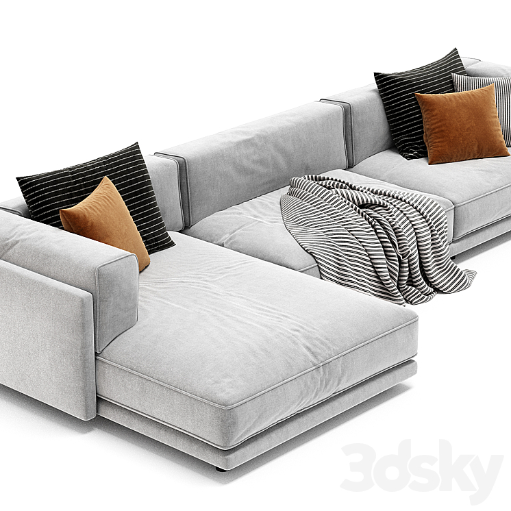 Sunday Sofa With Chaise From Blu Dot 3D Model Free