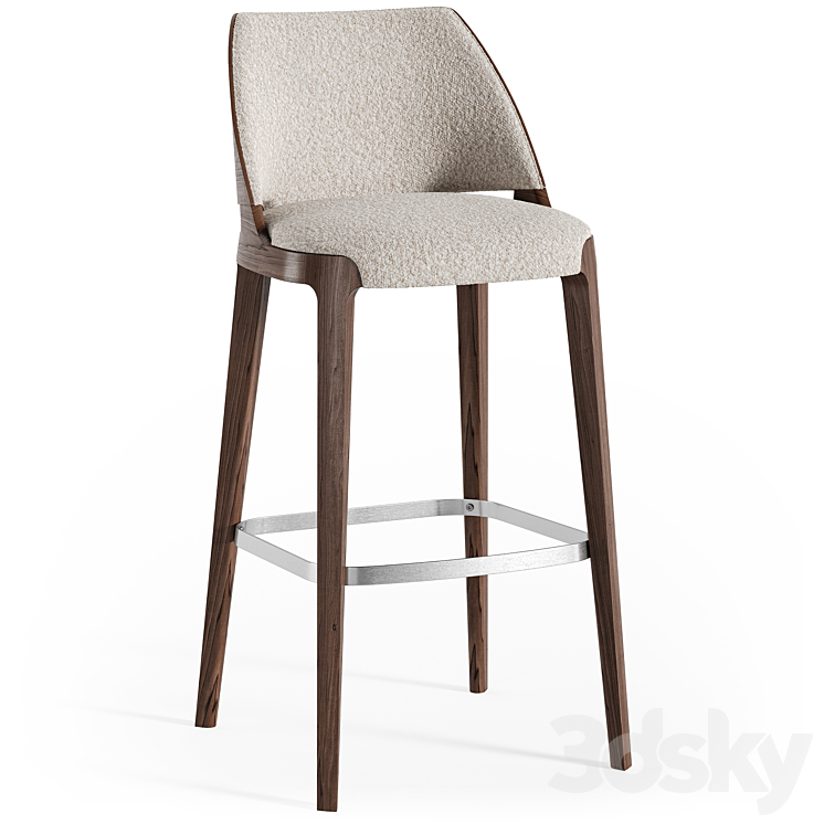 Potocco Velis wood stool 3DS Max Model - thumbnail 2