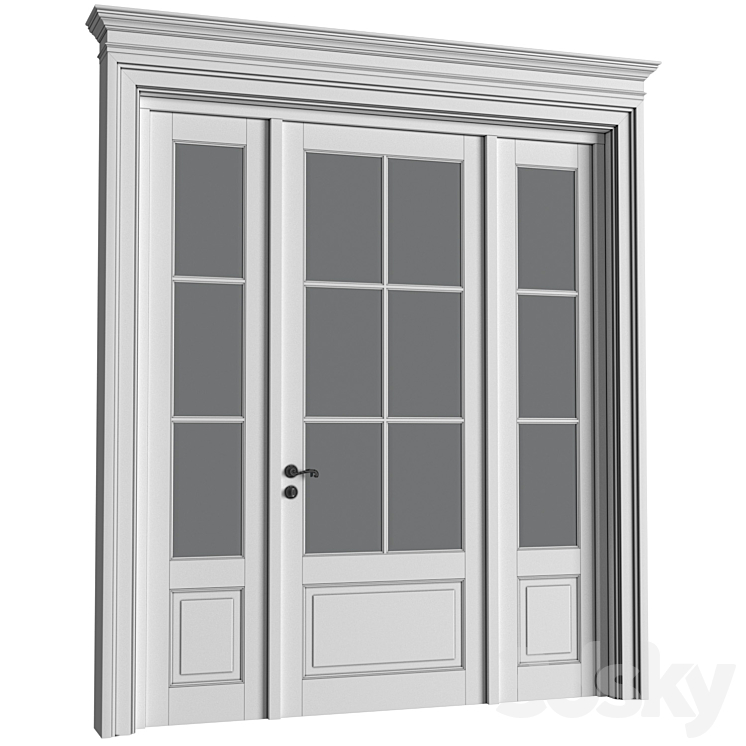 French Interior doors in classic style. French Art Deco Modern Door Partition.Entrance to the house 3D Model Free