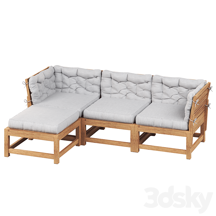 NAMMARO Modular 3-seater sofa with footstool IKEA 3DS Max Model - thumbnail 1