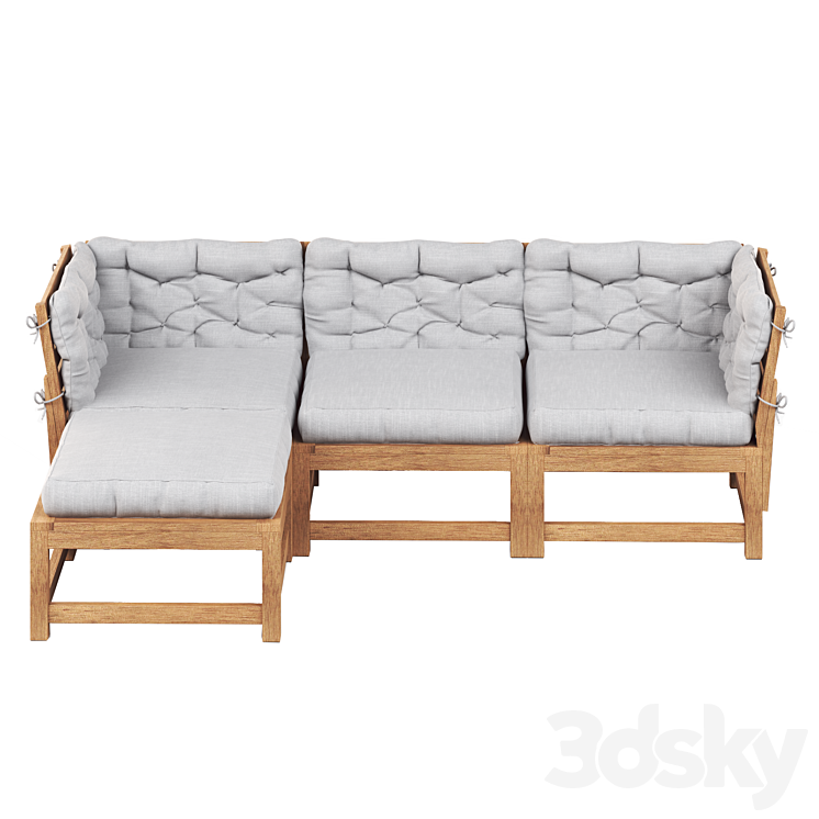 NAMMARO Modular 3-seater sofa with footstool IKEA 3DS Max Model - thumbnail 2