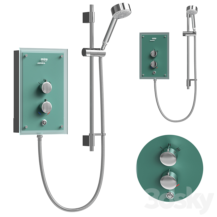 Mira Azora 9.8kw electric shower frosted glass Faucet 3D model