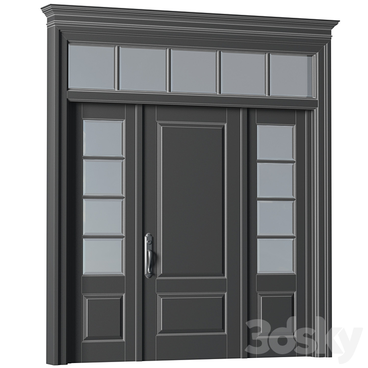 Entrance modern classic street doors. Entrance to the house.Front Iron Doors. Outdoor Entrance classic door.Art Deco External Doors. Exterior Door.Street Doors.Double Exterior Door 3D Model Free