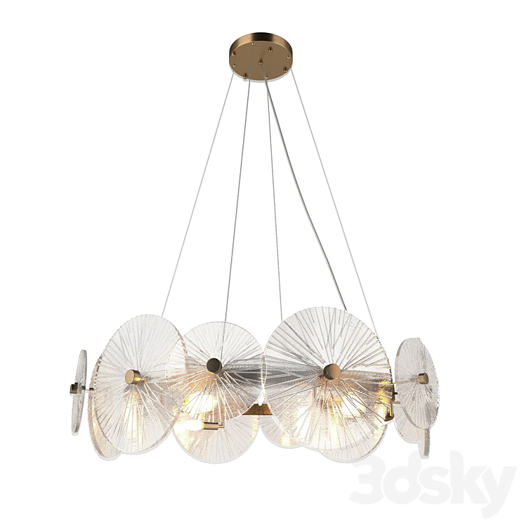 OM Suspended chandelier Indigo Miele 12021/7P Brass 3D Model