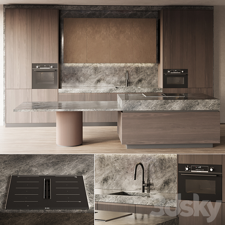 Modern style kitchen with island Kitchen 05 3D Model