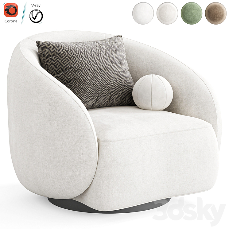 Swivel Chair Amore by Eichholtz 3DS Max Model - thumbnail 1