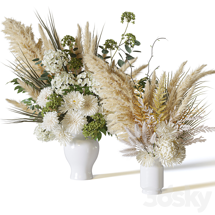 Flower Set 063 pampas chrysanthemum dahlia 3DS Max Model - thumbnail 1