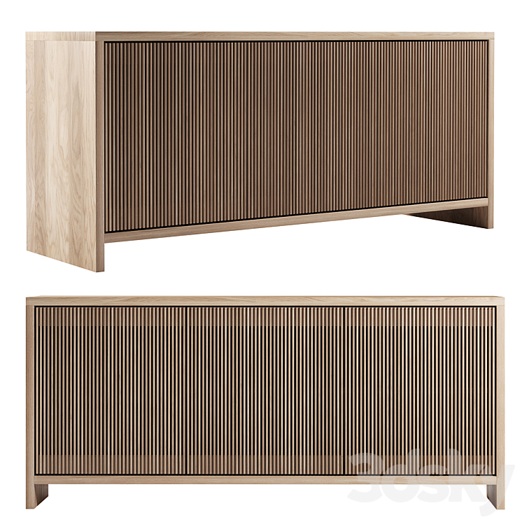 Oak Slatted Credenza by Material 3DS Max Model - thumbnail 1