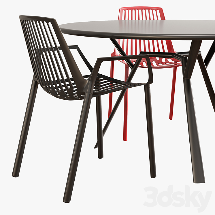 Fast dining set (rion + radice quadra) 3D Model