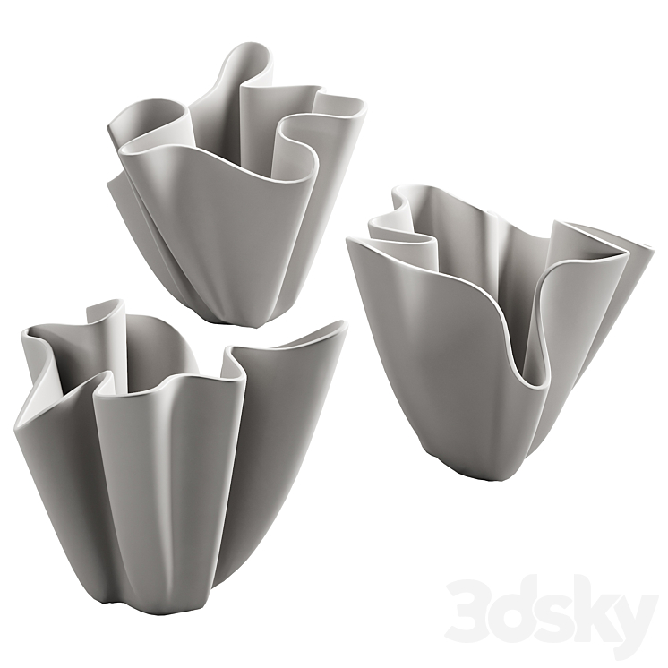 368 decorative vases and pots 06 deformed folded relief vase 05 3D Model Free