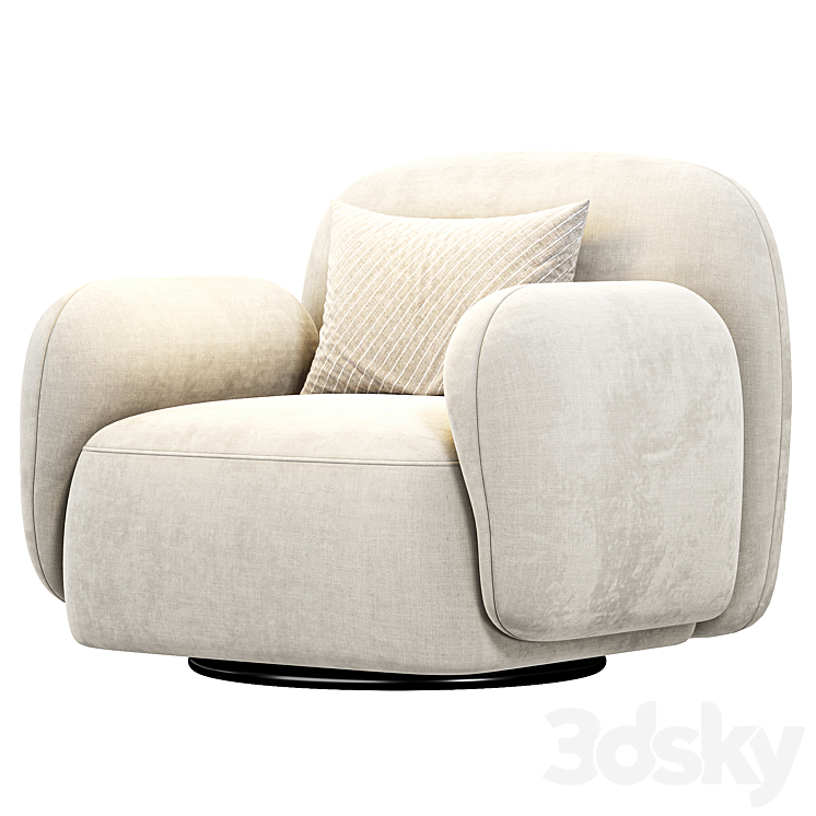Giddings Swivel Chair Knoll Camel By Highfashionhome 3DS Max Model - thumbnail 2