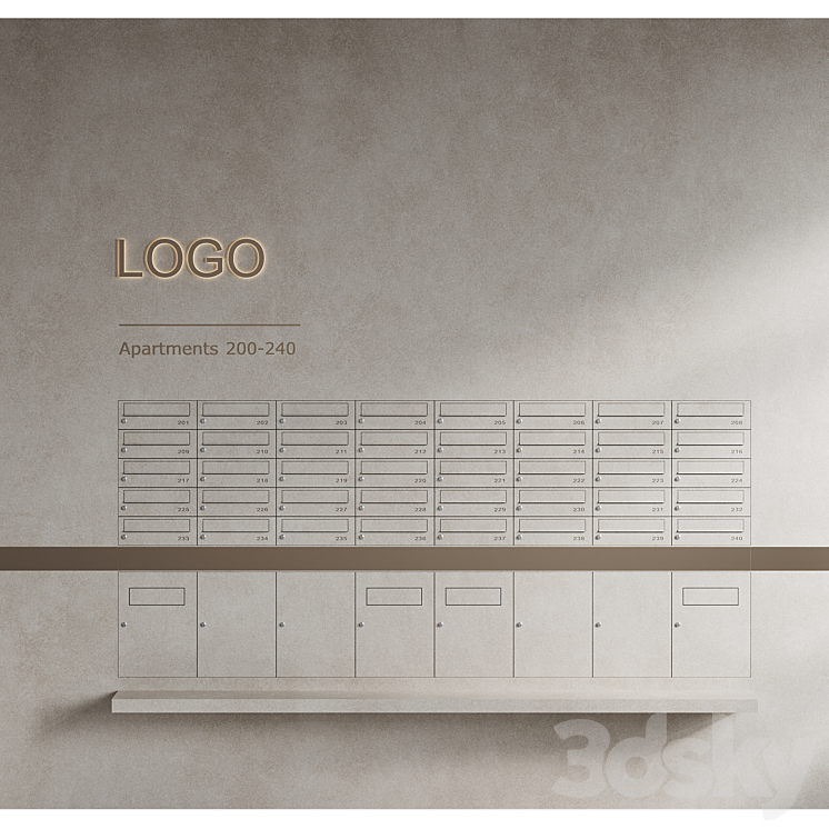 Minimal mailboxes 3D Model