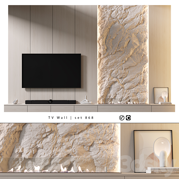 TV Wall | set 868 3DS Max Model - thumbnail 1