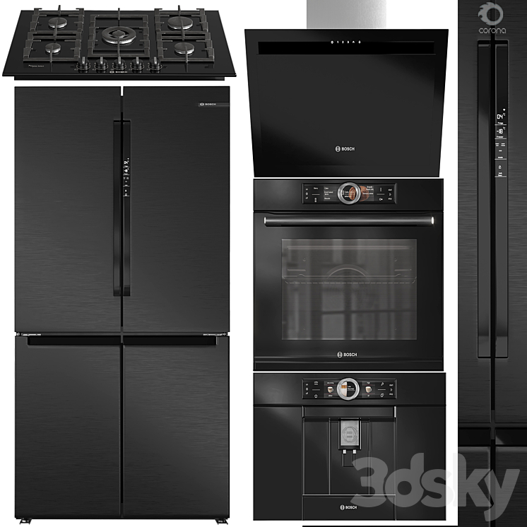 Bosch kitchen appliance Set01 3DS Max Model - thumbnail 1