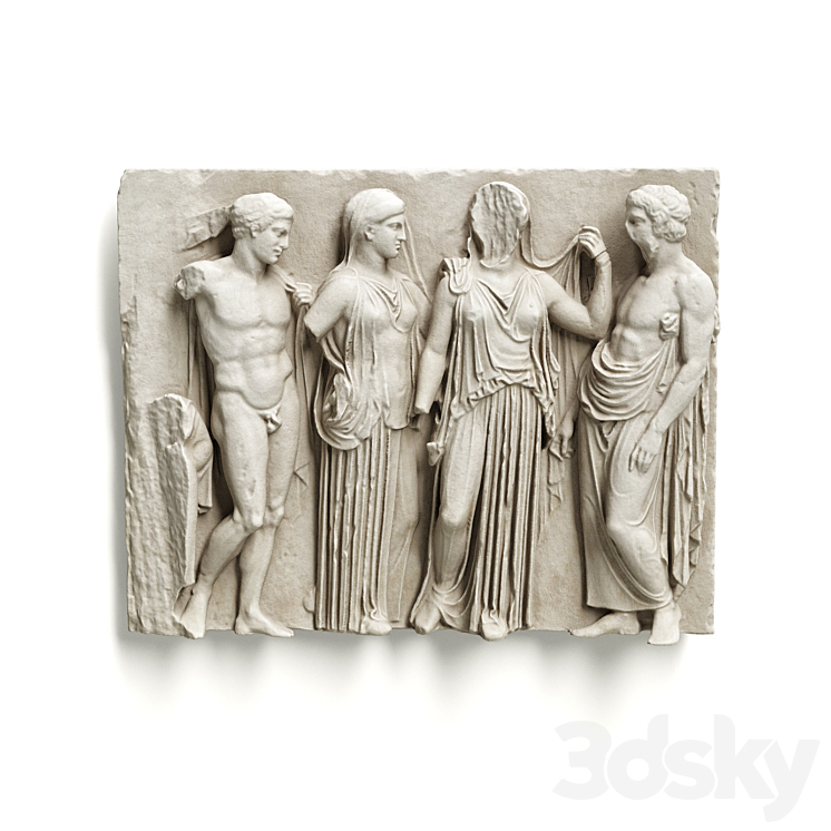 Greek Attic relief wall panel 3DS Max Model - thumbnail 1