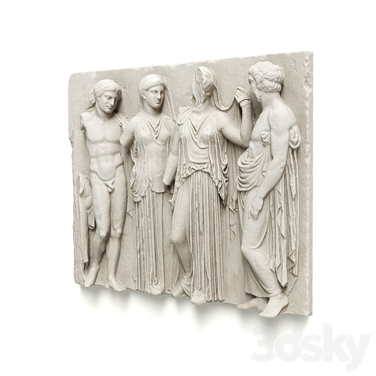 Greek Attic relief wall panel 3DS Max Model - thumbnail 2