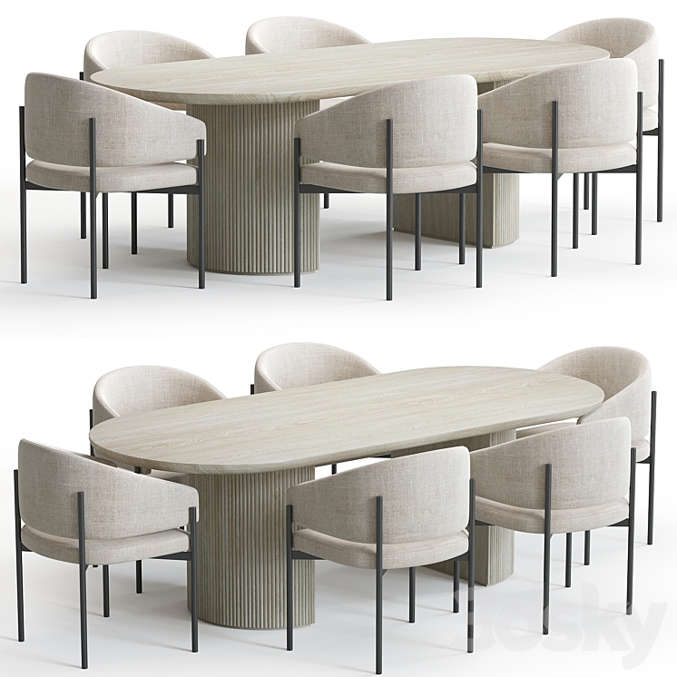 Solana Chair and Moon Table 3D Model