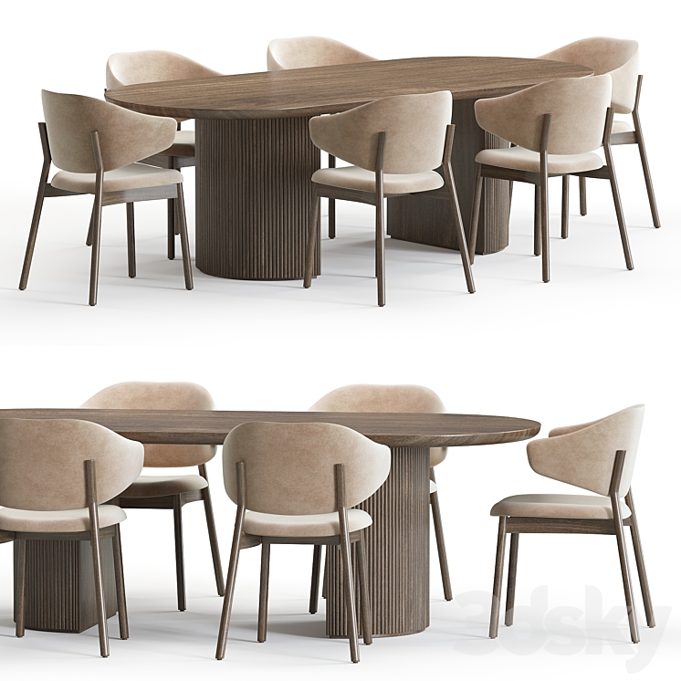 Holly Home Chair Calligaris and Moon Table 3D Model