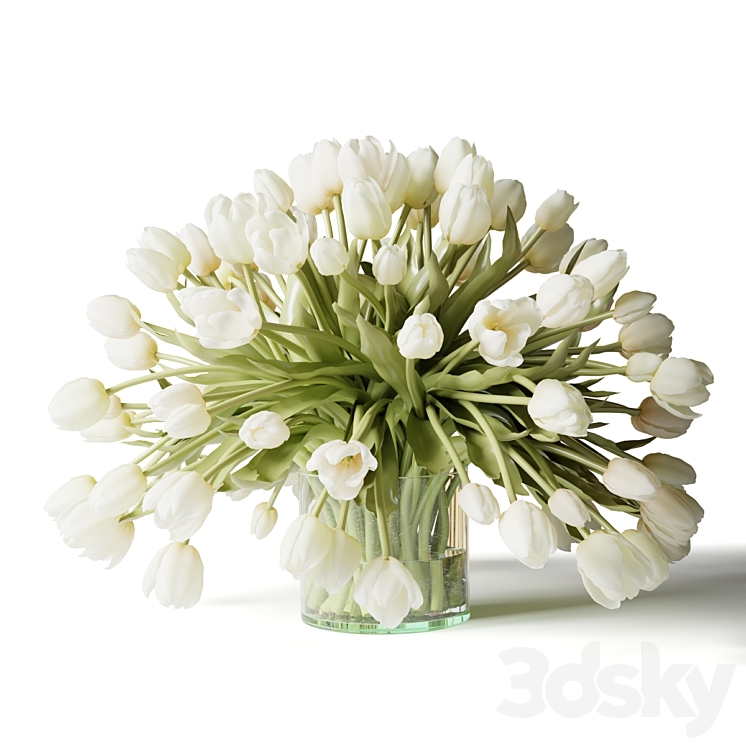 White tulips in a vase a bouquet of flowers 3DS Max Model - thumbnail 1
