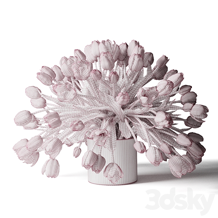 White tulips in a vase a bouquet of flowers 3DS Max Model - thumbnail 2