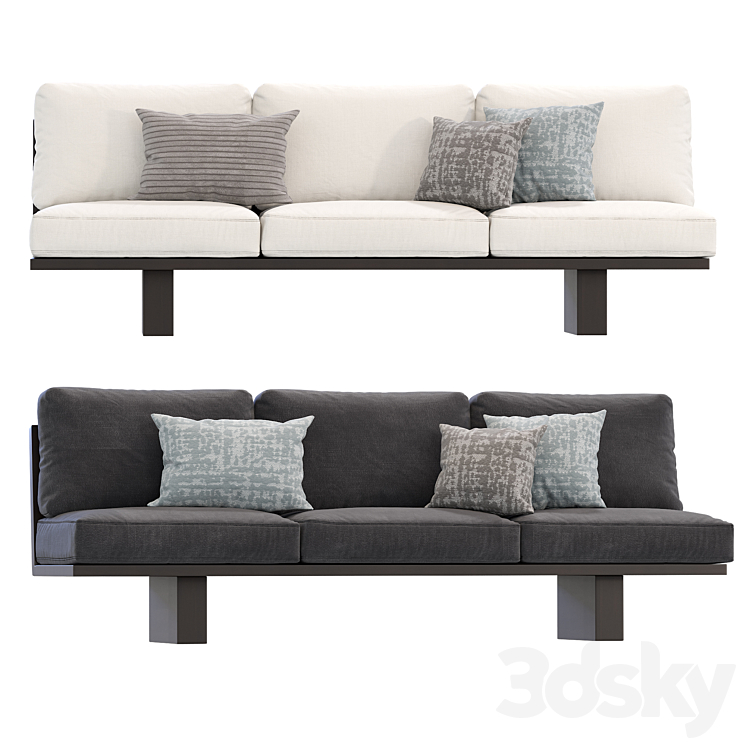 Suelo Outdoor Armless Sofa 3D Model